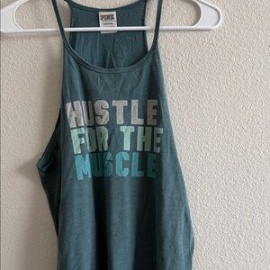PINK Victoria's Secret Teal 'Hustle for the Muscle' Tank